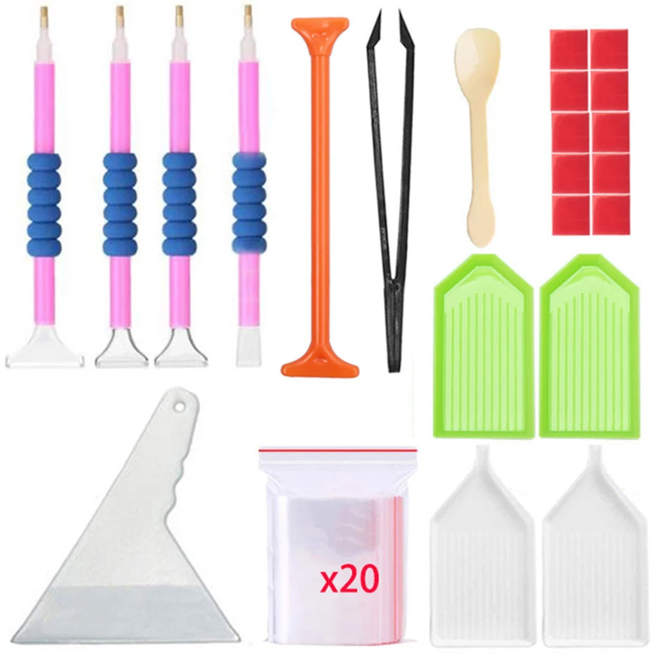 Diamond Painting Accessories 5D DIY Diamond Painting Tools Accessories Diamond Embroidery Pens Tools Accessories Set Mosaic Glue Pen Kits Tweezers Plate