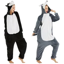 Косплей Кигуруми Onesie Husky Dog взрослые мужчины женщины животных пижамы костюм фланелевые теплые мягкие пижамы цельный зимний комбинезон