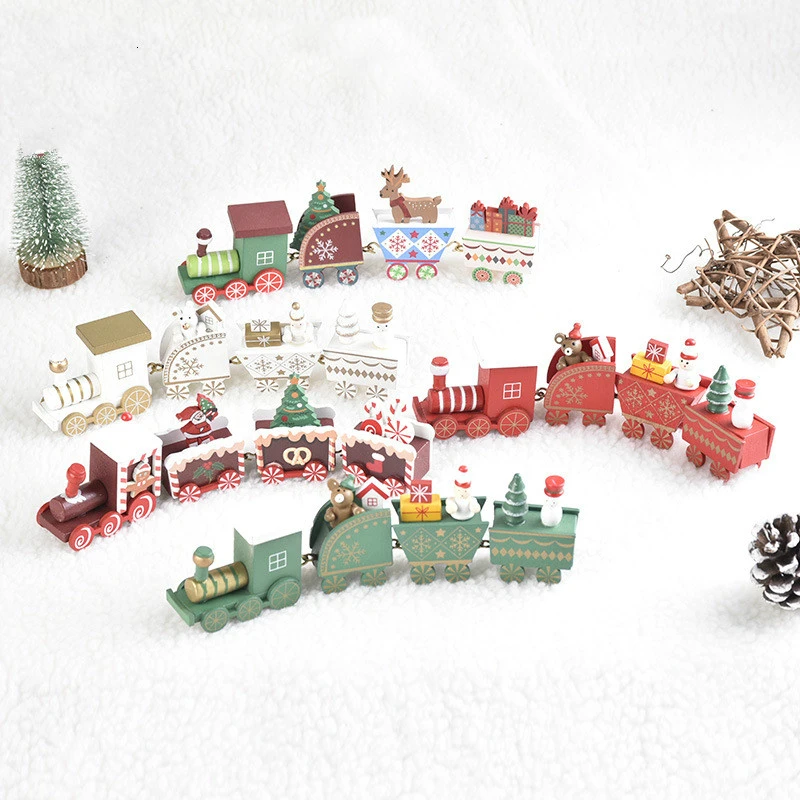 wooden christmas train set
