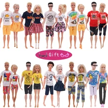 Poupée barbie 2 pièces/lot, vêtements de mode, tenue quotidienne faite à la main, T shirt et short pour garçon Ken Boy & 11.8 barbie pouces et poupée BJD