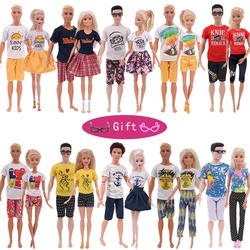Poupée barbie 2 pièces/lot, vêtements de mode, tenue quotidienne faite à la main, T shirt et short pour garçon Ken Boy & 11.8 barbie pouces et poupée BJD 