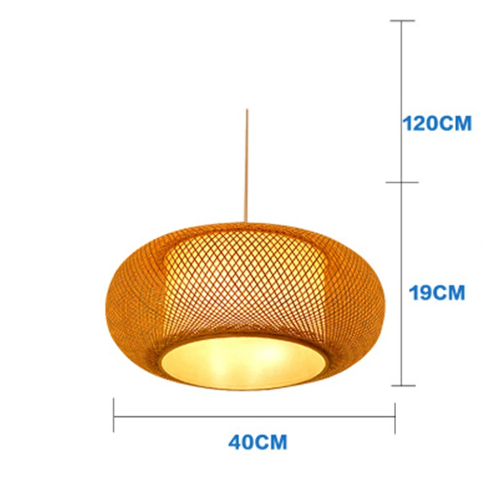 40cm Handmade Hanging Lamp Hand Knitted Bamboo Kitchen Fixtures Light Suspension Home Indoor Dining Room Modern LED Wood Pendant Lamp - Цвет корпуса: 40cm