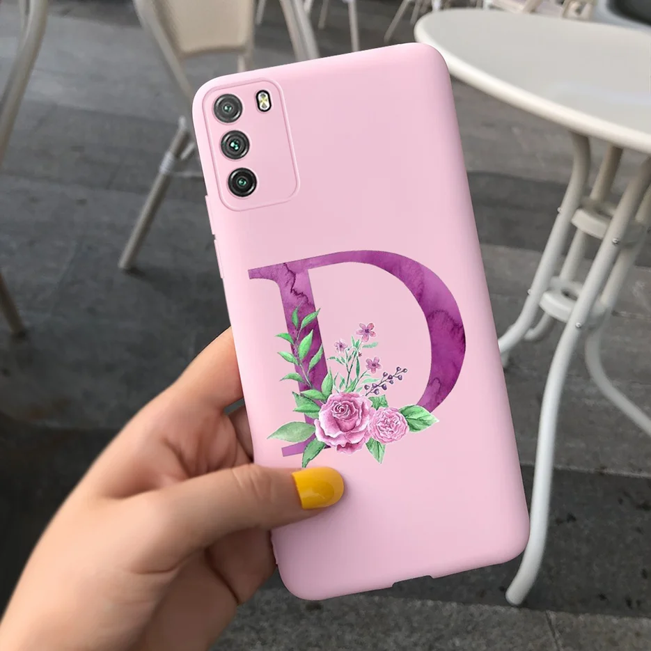 For Xiaomi Poco M3 Case Cute Letters Fundas Soft Silm Cover For Xiaomi Poco M3 Phone Cases Pocom3 Shockproof Coque 6.53'' Bumper xiaomi leather case cover Cases For Xiaomi