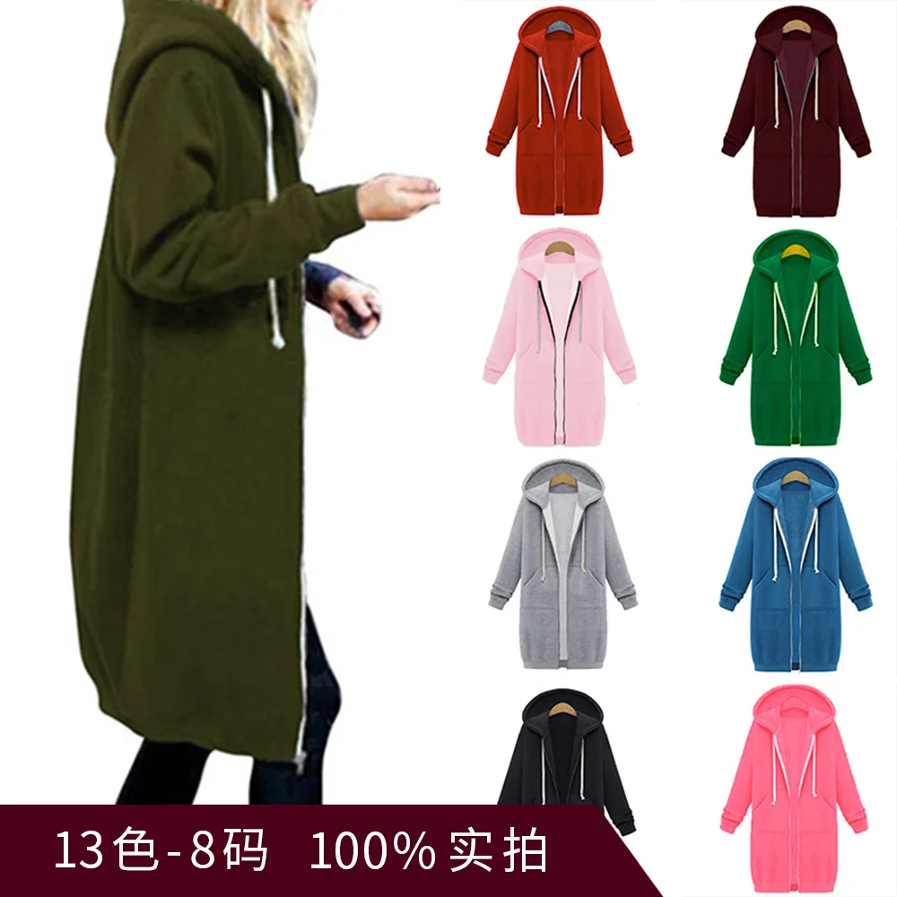 

2019 Autumn Long Plus Velvet Extra-large Hoodie Women's Plus-sized Loose-Fit Hooded Jacket Cardigan Women's Currently Available