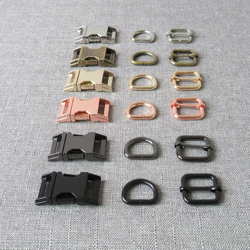 

50 sets metal belt straps adjust slider release buckle D ring 20mm webbing for bag paracord pet dog collar harness accessories