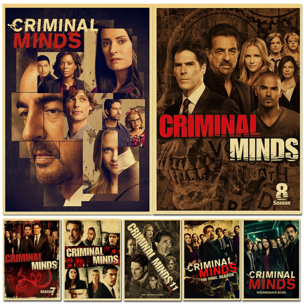 

Newly TV Series Criminal Minds Poster Retro Kraft Paper Poster Living Room Bar Interior Decoration Stickers Painting