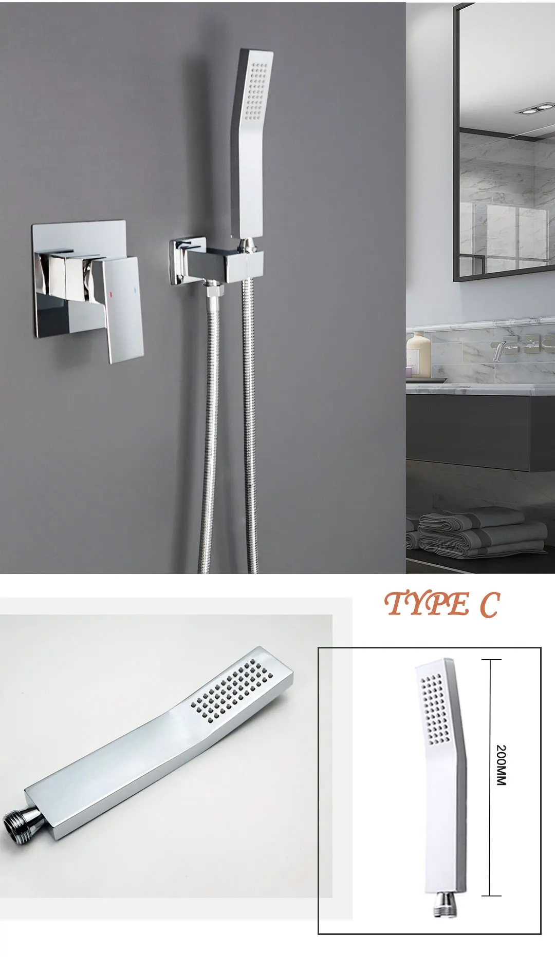 para sistema de chuveiro, moderno, quadrado, oval, polido, cromado