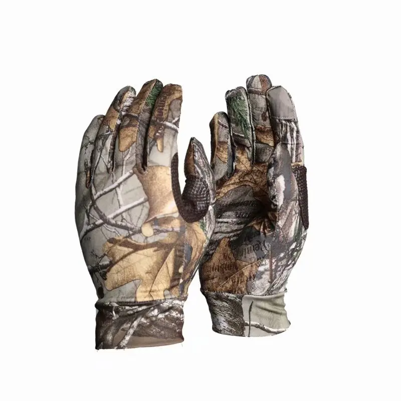 New Spring Summer outdoor Bionic camouflage gloves Hunting Tree Reeds Full gloves Anti-slip elastic touch screen Fishing