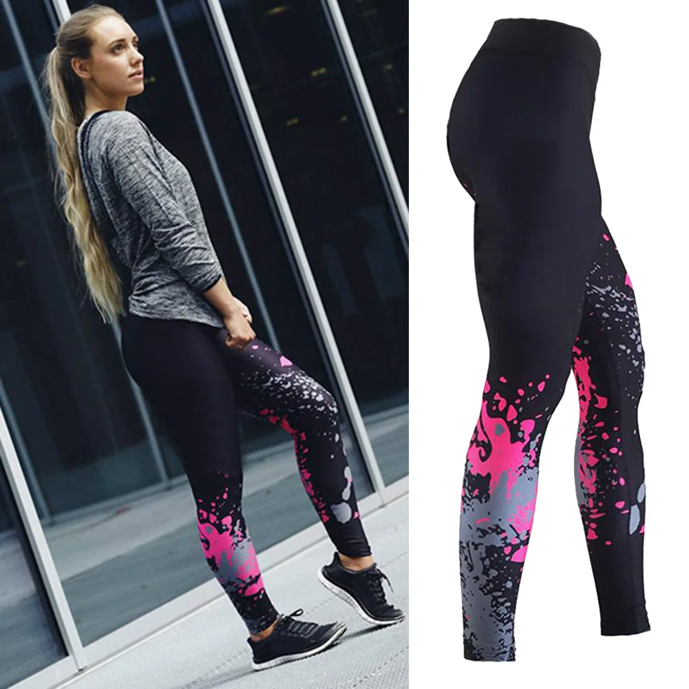 

Fashion Women Printed High Waist Trouser Sport Elastic Yoga Pants Breathable SEC88
