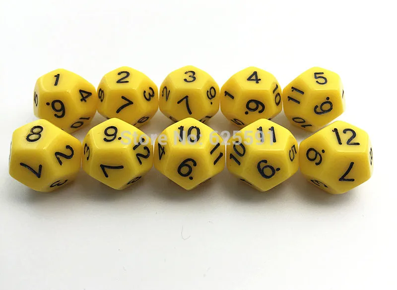 10pcs/set T&G Colorful D12 Dice Set Opaque effect DND 12 side Digital number 1 for Rpg Board Game|dungeons and dragons|d12 dicedice set |