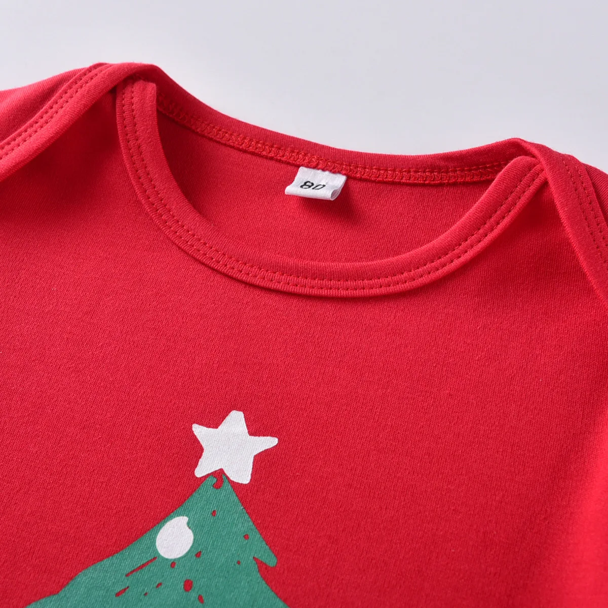 

Autumn Christmas Triangular Long-sleeve Jumpsuit Baby Red Christmas Tree Crawling Clothes Onesie