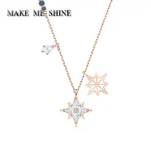 Высокое качество, простое ожерелье со звездой, женская элегантная подвеска, цепочка на ключицу, SWA, ювелирное изделие, кристалл, подарок на день рождения, розовое золото, серебро