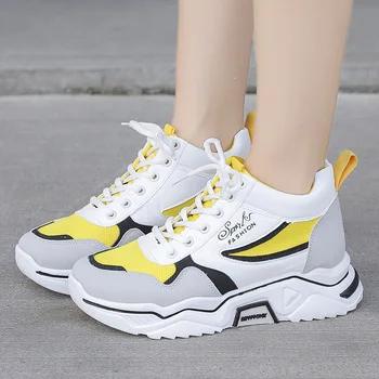 

2020 Spring Large Size Women's Shoes Ladies Fashion High-top Thick Bottom Casual Sneakers Mesh Breathable Walking Shoes U17-43