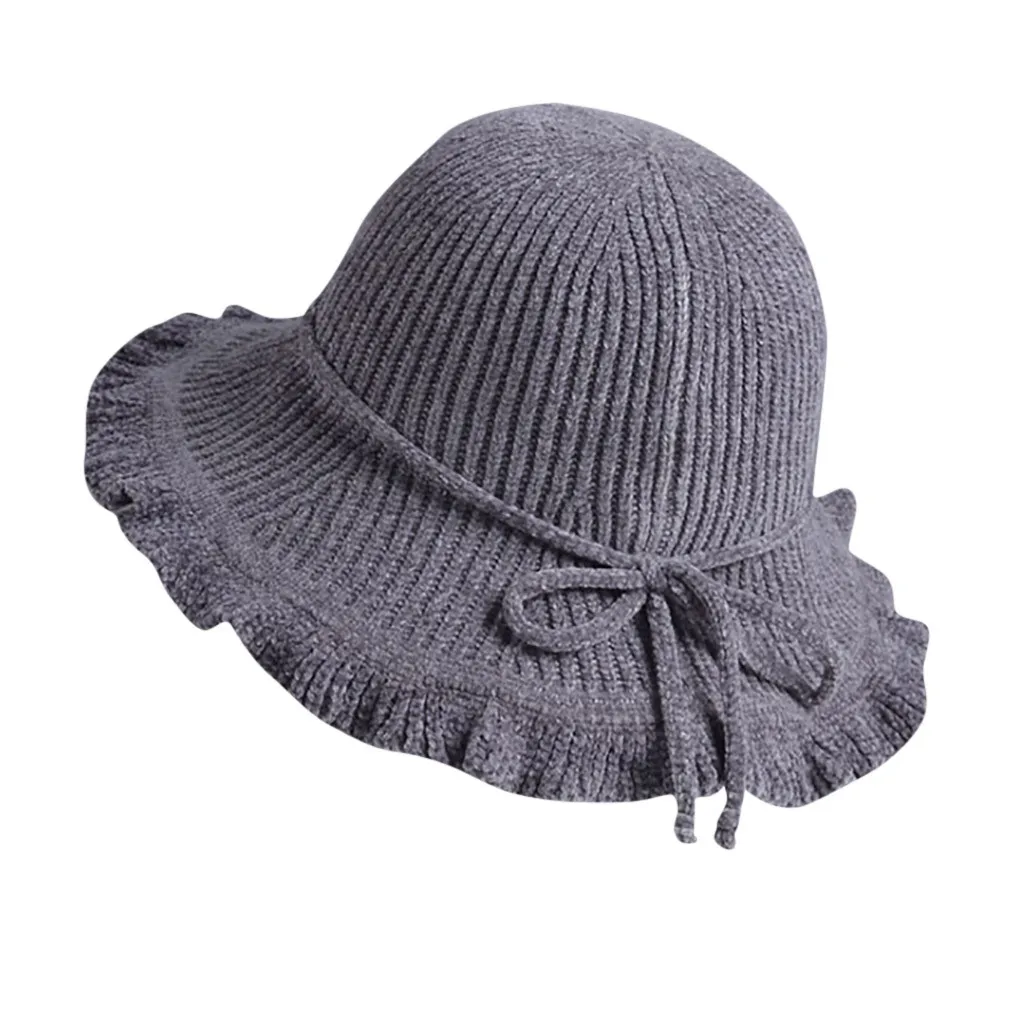Gray Модные женские шапки из синели, одноцветная теплая шерстяная шапка, вязаная Панама, Солнцезащитная шапка, женская Повседневная шапка, хит - Цвет: Gray