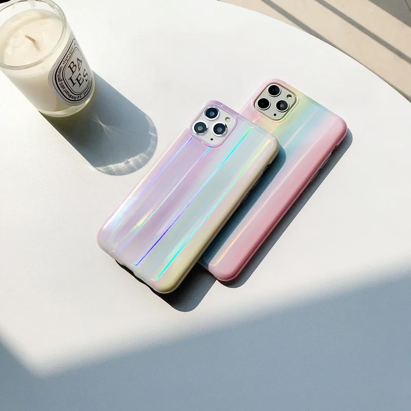 Aurora laser phone case for iphone 11 11Pro Max case for iphone X XR XS Max 7 8 6 6S Plus Gradient color case capa