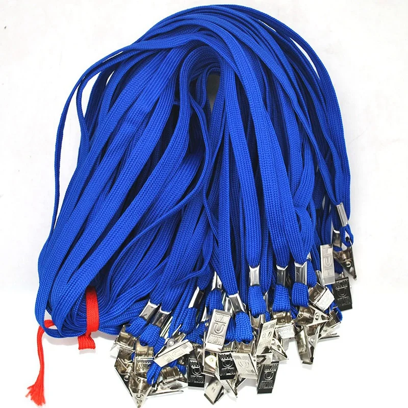 Lanyards 50 шт. шнурки для бейджа с зажимом офисная Шея плоский объемный шнурок с значком бульдог клип