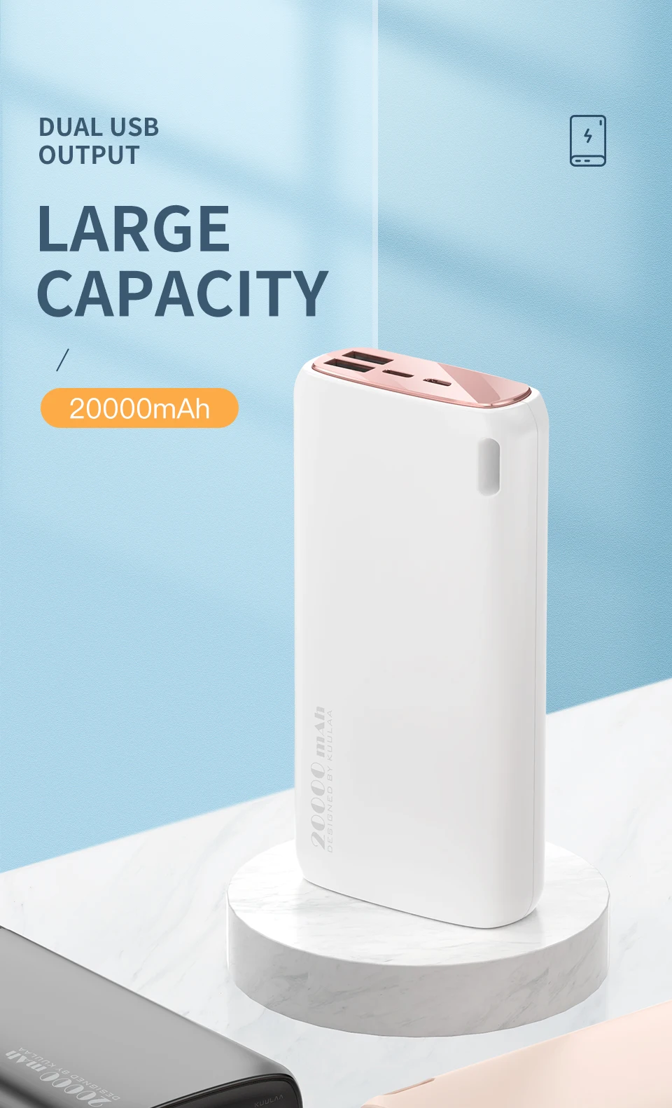 KUULAA Power Bank 20000mAh Portable Charging Poverbank Mobile Phone External Battery Charger Powerbank 20000 mAh for Xiaomi Mi