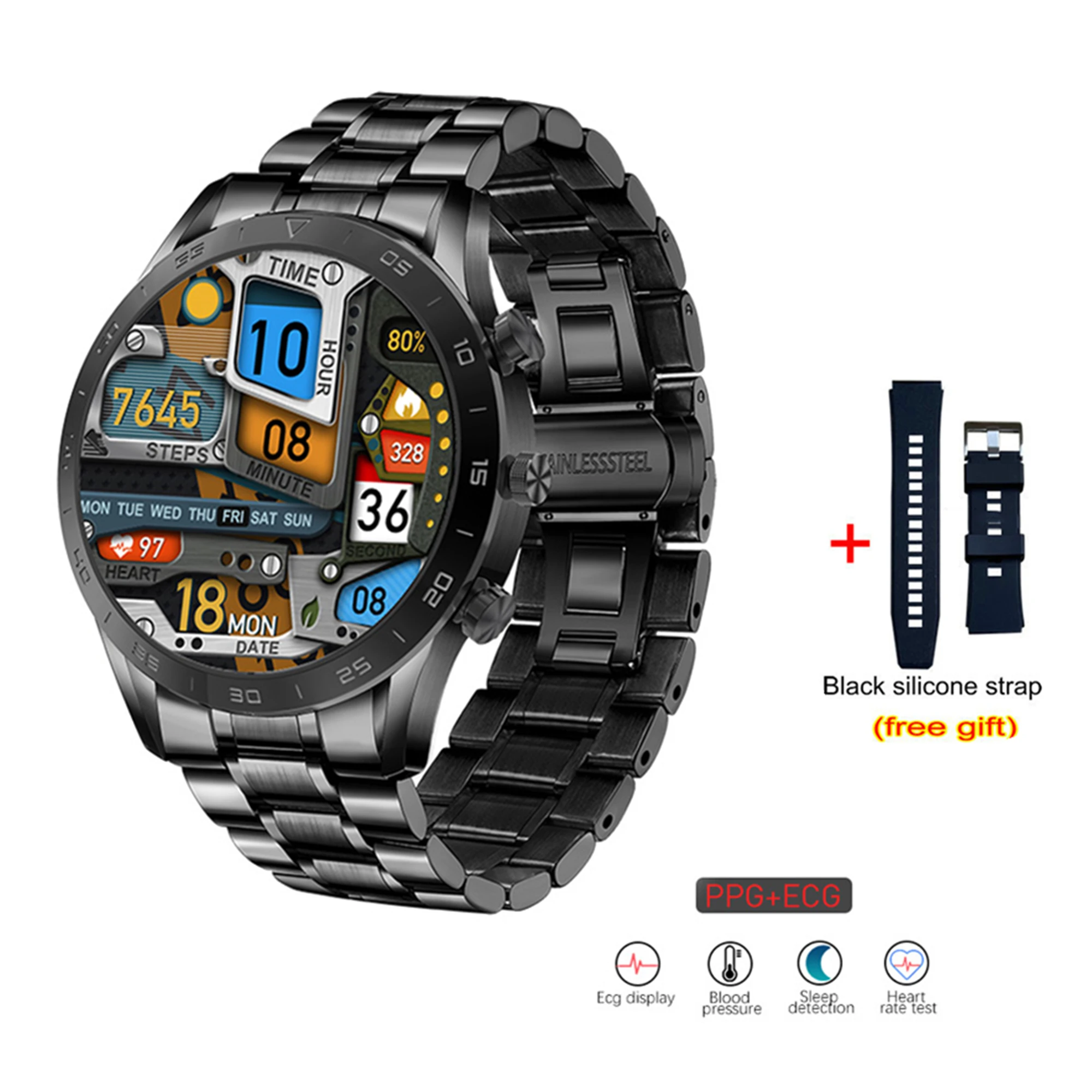 454*454 HD Screen KK70 Smart Watch Men Phone Call Wireless Charger Rotary Button IP68 Waterproof Music Play ECG Smartwatch 