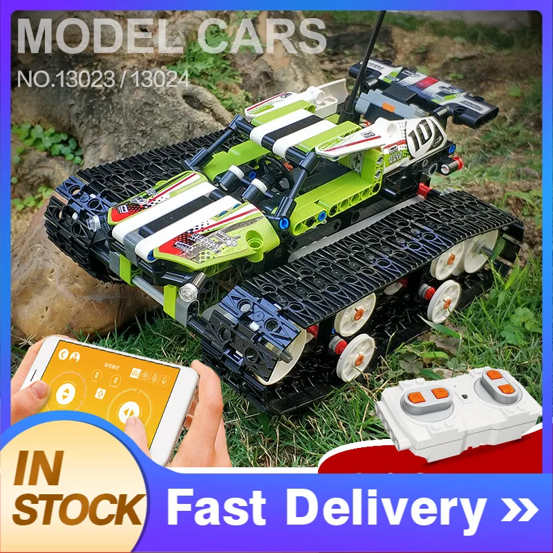 

Mould King MOC 13023-13024 410pcs Technic Series RC Tracked Racer APP Programming Building Blocks brick 20033 7003 8015