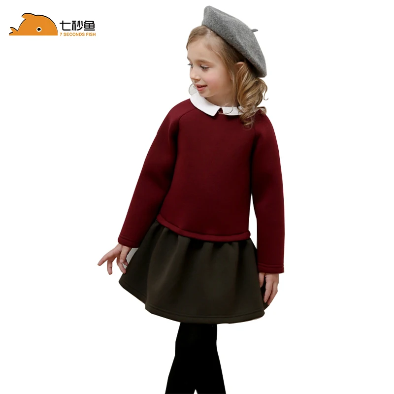 Осенне-зимнее платье для девочек, лоскутное платье с длинными рукавами для девочек, платья принцессы, От 3 до 12 лет, детская одежда, рождественское платье