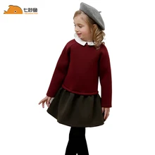 Осенне-зимнее платье для девочек, лоскутное платье с длинными рукавами для девочек, платья принцессы, От 3 до 12 лет, детская одежда, рождественское платье