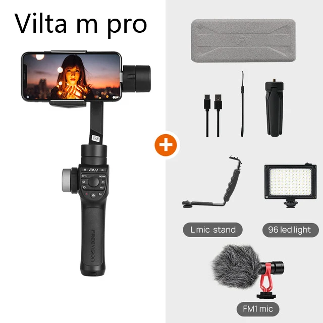 M pro w led mic moun Обратитесь в службу поддержки по купонам Freevision Vilta M Pro Vilta-m 3-осевой Карманный шарнирный стабилизатор для смартфона стабилизатор для iPhone samsung GoPro Экшн камеры vs гладкой 4 Осмо 2 - Цвет: M pro w led mic moun