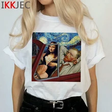 Camiseta clásica estética Mona Lisa Harajuku para mujer, camiseta Grunge Ullzang, divertida camiseta de dibujos animados de los años 90, camisetas geniales gráficas para mujer
