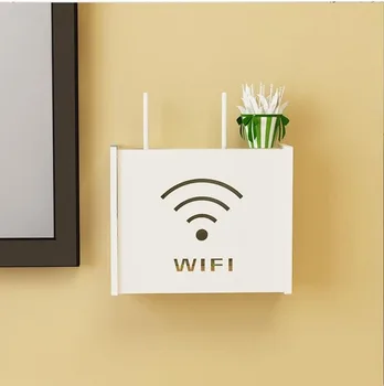 

Router single-layer wireless wifi player top box wall-mounted shelf wall free punching storage box living room LB831102