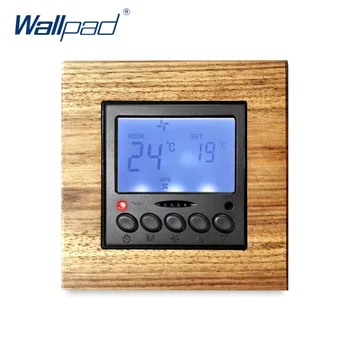 

Hotel Temperature Control Switch Air Conditioner Water Heater Dry Contact and 12V RS 485 MODBUS Wallpad Luxury Wood Panel