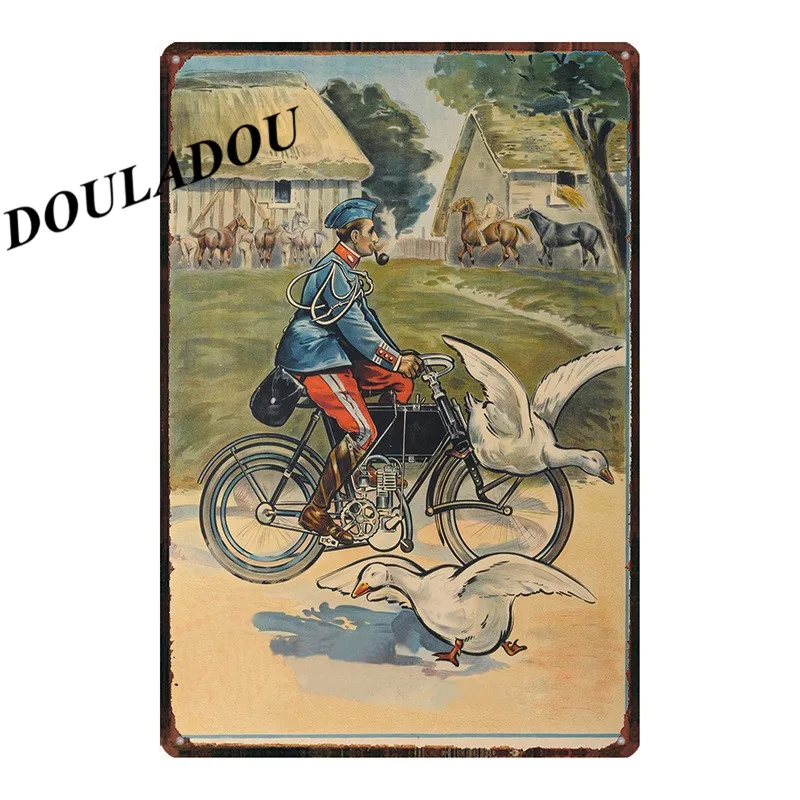 [Douladou] старинная металлическая жестяная вывеска для мотоцикла и велосипеда, плакат для бара, паба, Рима, Италии, настенная табличка, Наклейка 30*20 см