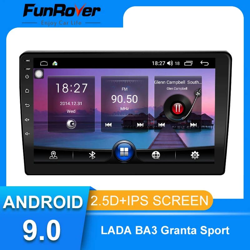 FUNROVER 2 din 2.5D ips 9 дюймов Android 9,0 автомобильный Радио мультимедиа авторадио плеер навигация gps для LADA BA3 Granta Sport без dvd
