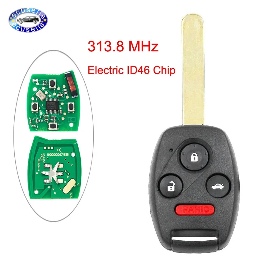4 Buttons Remote Key Fob 3+1 313.8Mhz With Electric ID46 Chip for Honda Accord Civic 2008-2012 | Автомобили и мотоциклы