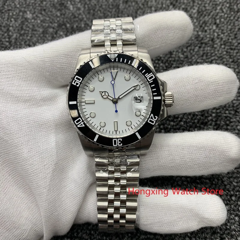 

Watch automatic mechanical fashion 40mm sterile dial steel case bracelet luminous black Ceramic bezel Jubilee Sapphire glass NE2