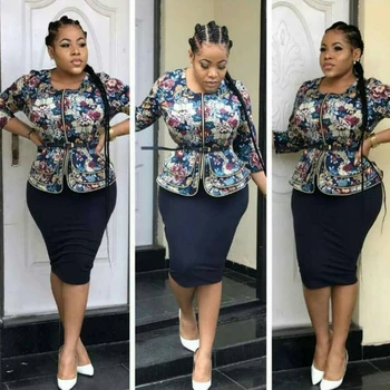 

Elegant African Fashion Lady Two-piece Skirt Workwear Style Casual Temperament Office Women Set summer