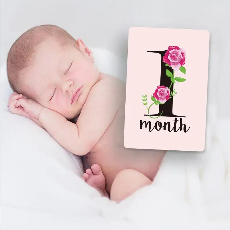 12 шт. месячный стикер роза цветок рост ребенка памятная Фотография реквизит для