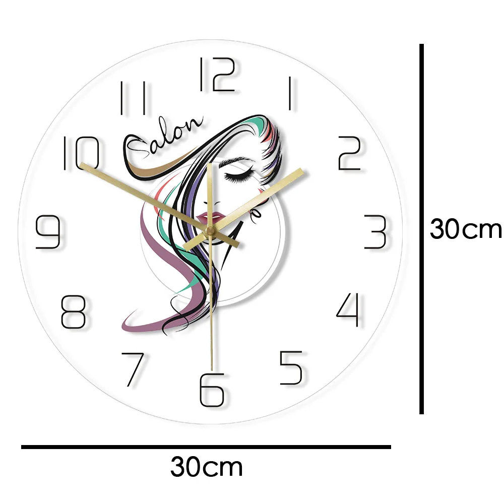 Hair Salon Color Changing Wall Light Barber Shop Transparent Acrylic Wall Clock Watch Beauty Hairdresser Stylist Hanging Lamp