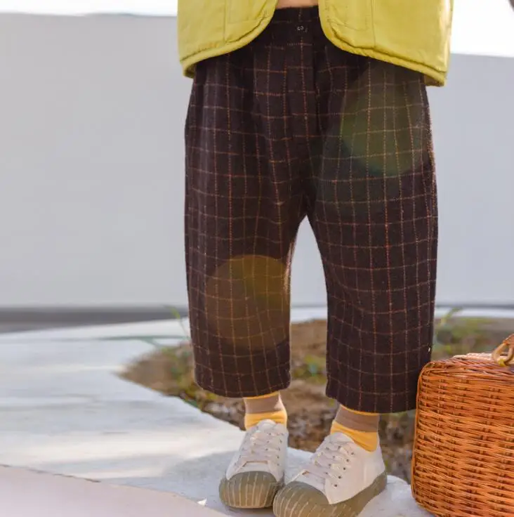 Brown Hot Selling Girls Boys Corduroy Thicken Pants Winter Fashion Kids Pants 1-7T PQ523 - Color: Brown