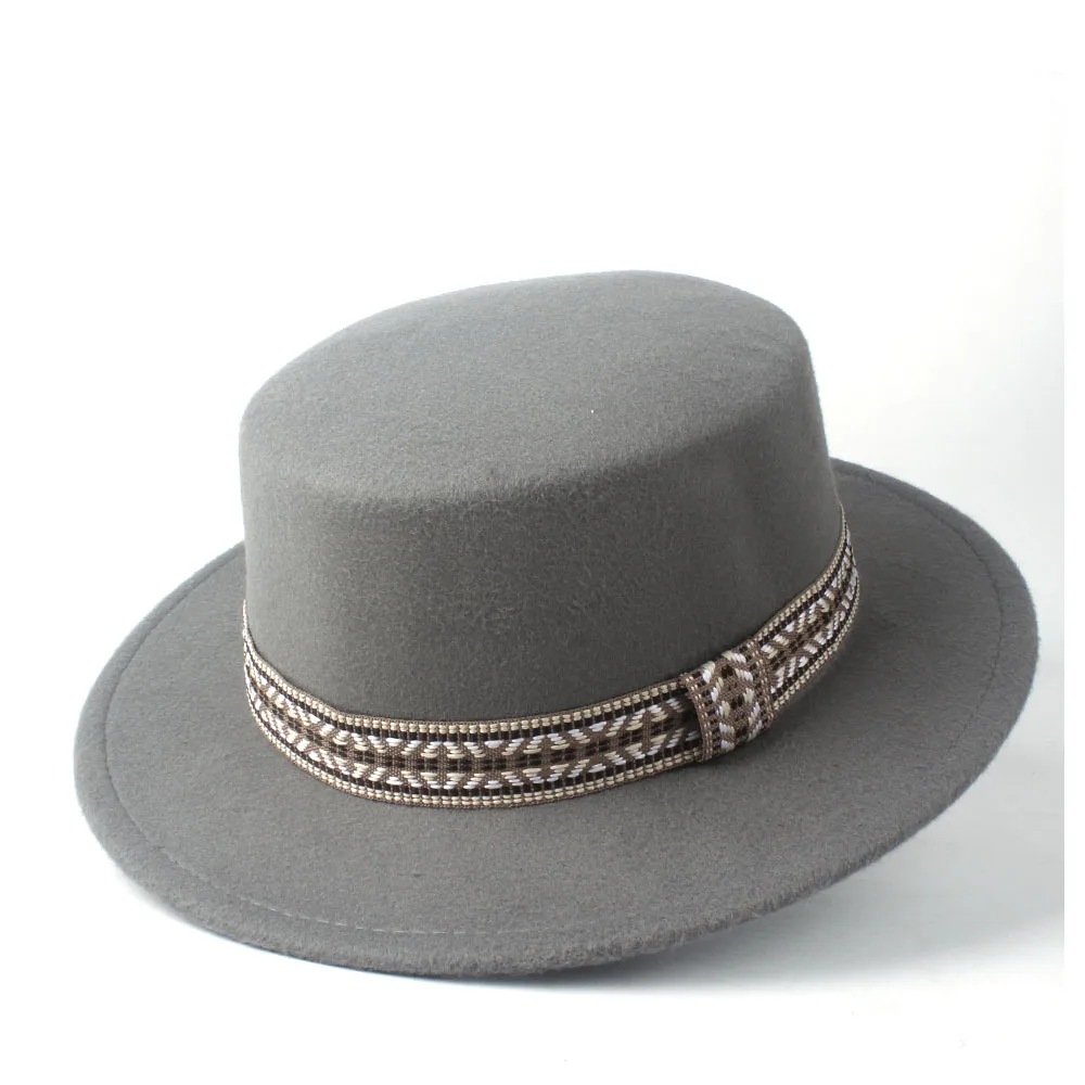 Новая мужская и женская мода Fedora гладкая шляпа Зимняя широкоугольная шляпка для церкви шерсть фетровый, Джазовый головной убор Панама чародейная шляпа размер 56-58 см