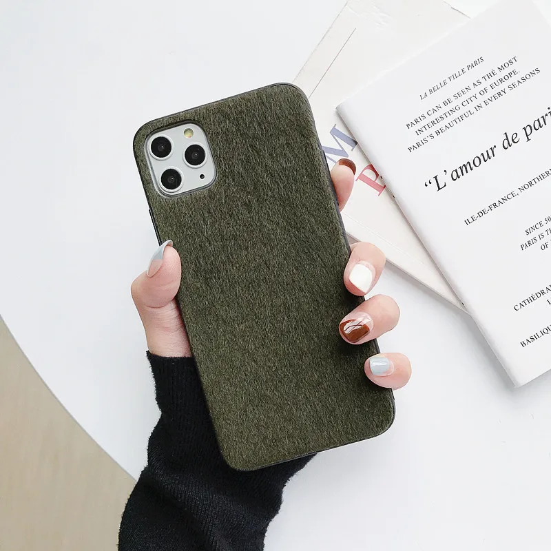 Армейский зеленый Мода норки плюшевый чехол для samsung Galaxy S10 S9 S8 плюс S7 Edge Note 10 Pro 9 Mate 8 крышка для A10 A20 A30 A40 A50 A60 A70 A80 A750 - Цвет: Армейский зеленый