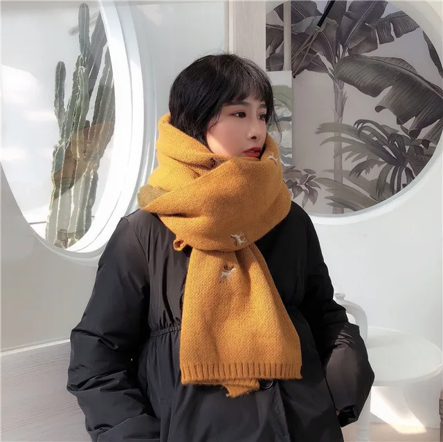 [EAM] Women Multicolor Long Red Pattern Knitting Keep Warm Scarf New Long Personality Fashion Tide Autumn Winter 1H288