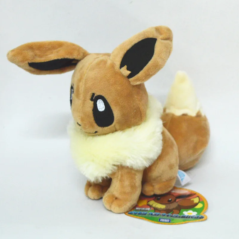 Eevee Anime14cm Мягкие плюшевые сидящие горячие милые мягкие чучело куклы желтый подарок на Рождество, Хэллоуин ребенок хорошее качество положительный