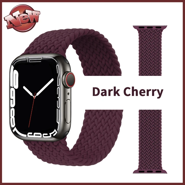 Pride Braided Solo Loop Band For Apple Watch Se Strap 44mm 40mm Elastic Wristband Bracelets 41mm 45mm Series 765432 42mm38mm Dark Cherry
