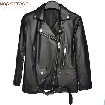

Maplesteed Women Leather Jacket 100% Natural Sheepskin Soft Loose Long Woman Real Skin Coat Autumn OVERSIZE Bust 100-116cm M488