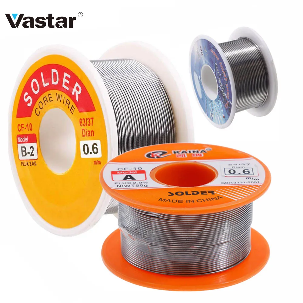 

Vastar 0.8mm 100g Tin Welding Wire Melt Rosin Core Solder Wire 63/37 Flux 2.0% 0.8/1/1.2/1.5/2mm Soldering Iron Tin 30g 50g