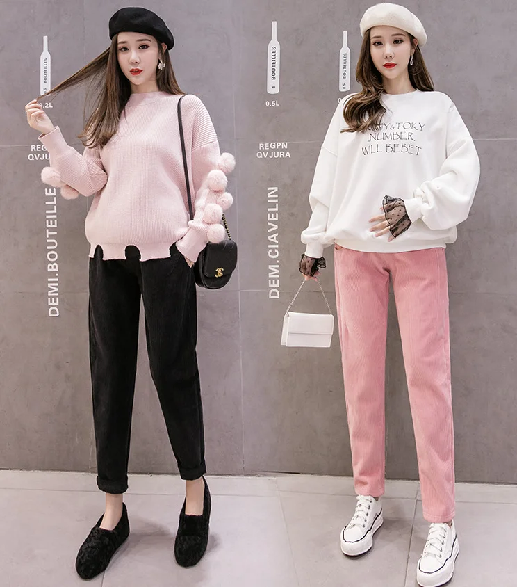 Брюки для беременных размера плюс XXL регулируемые вельветовые брюки с высокой