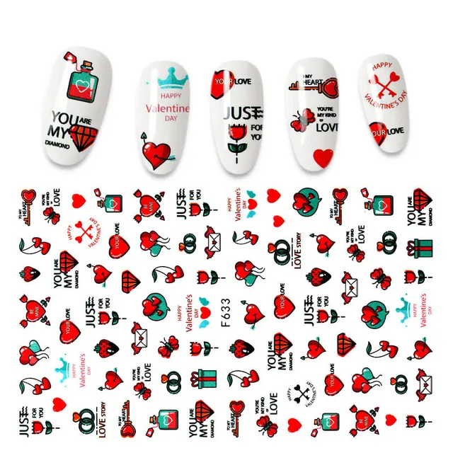 The New 3D Nail Sticker Cool English Letter stickers for nail Foil Love Heart Design Fashion Manicure Stickers A140299