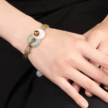 

Oriental Stone Style Woven Thread Wrap Bracelet Simple Rope Knot Bracelet Friendship Bracelet for Men and Women