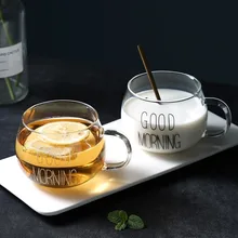 Креативные милые прозрачные очки с английским алфавитом и ручкой, высокая боросиликатная термостойкая чашка для молочного кофе, подарки для влюбленных