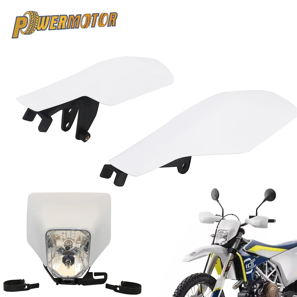 Белый мотоцикл рука гвардии H4 фар светодиодный налобный фонарь для Husqvarna FC TC FE TE FX