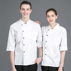 Men and Women Master Chef Uniform Shirt Kitchen Cook Jacket Catering Restaurant Bakery Barber Shop Seven Quarter Sleeve Workwear